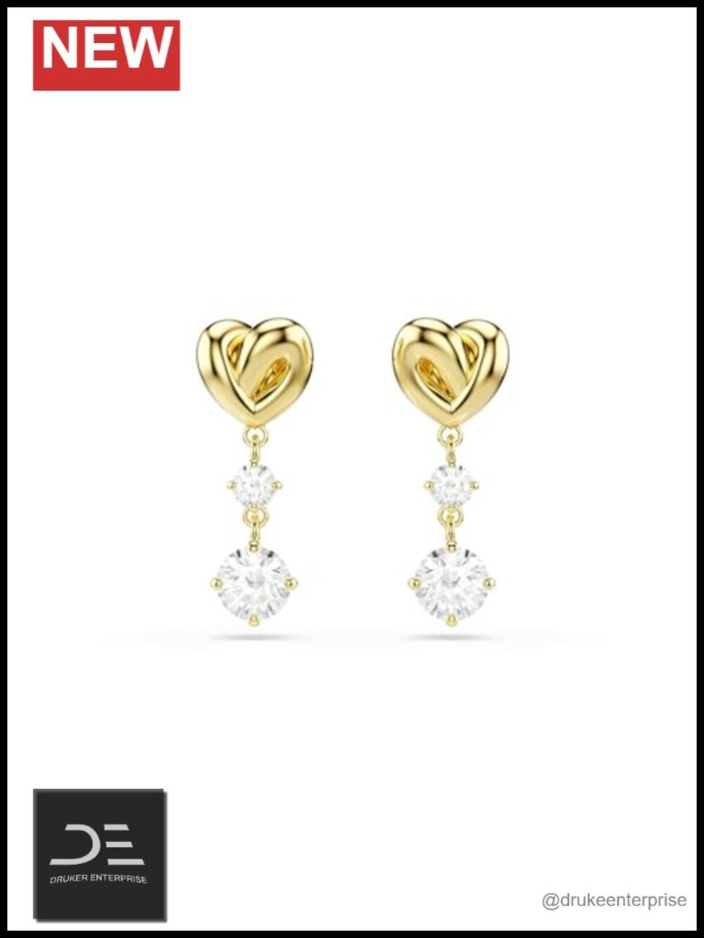 Crystal Drop Earrings Gold-Tone Plated Push Back